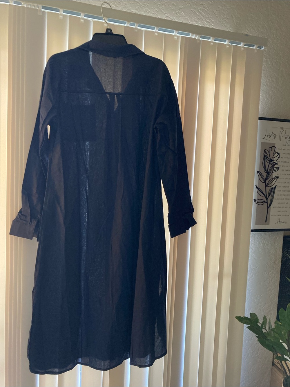 Classic Black Sheer Longline Shirt Dress